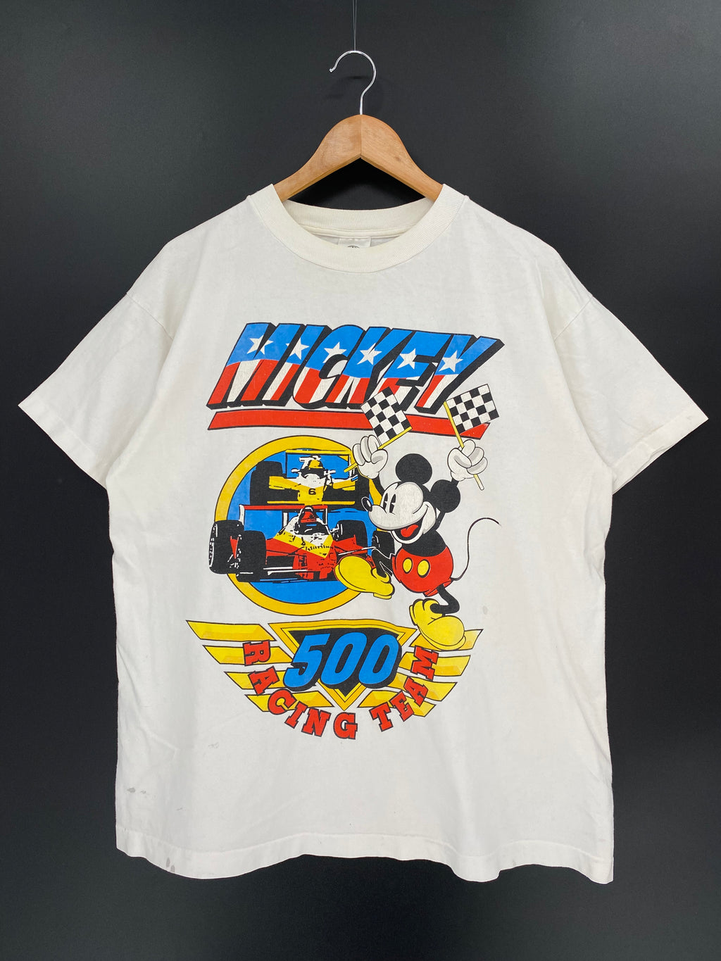 90’s DISNEY MICKEY RACING Size Approx. XL Vintage T-shirts / Y85