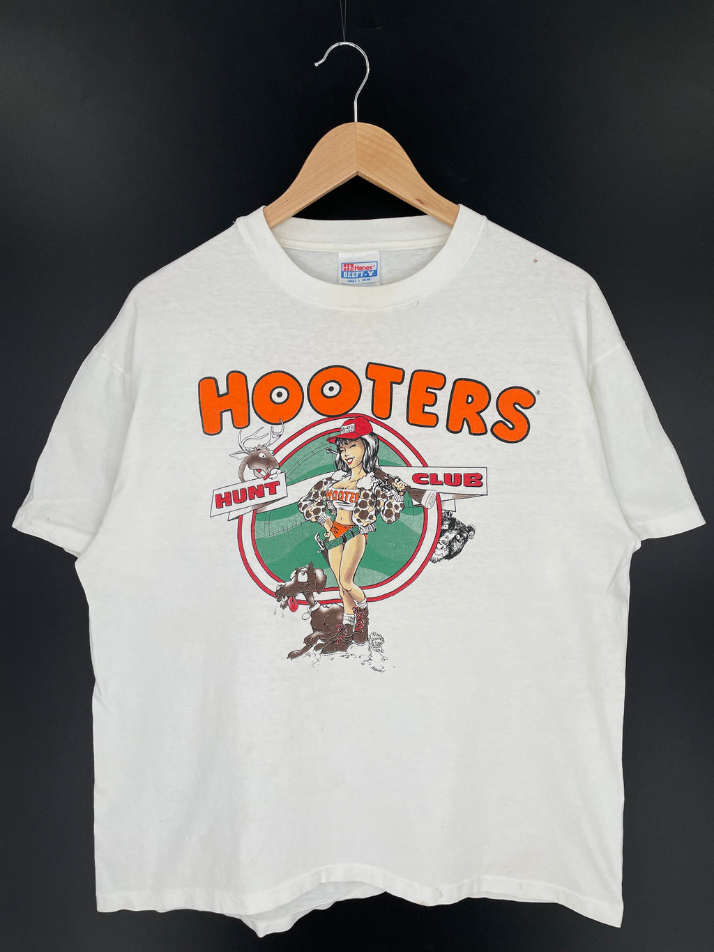 1993 HOOTERS Size L Vintage T-shirts / Y397