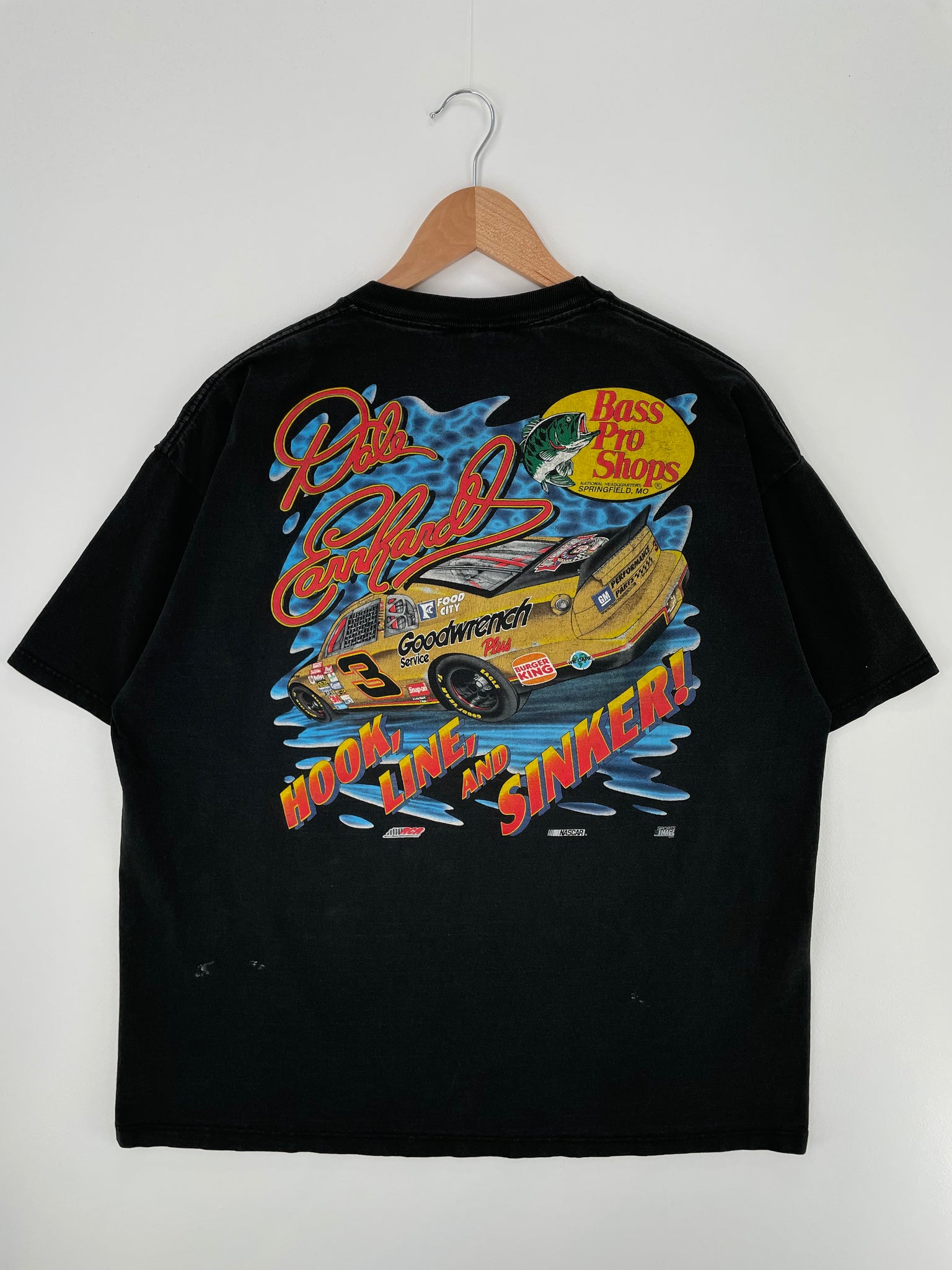 1998 NASCAR DALE EARNHARDT x BASS PRO SHOPS Made in USA Size XL Racing T-shirts / Y461
